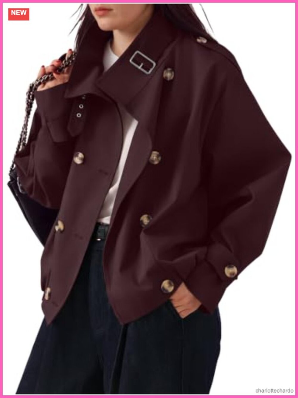 Plus Size Cropped Trench Coat Funnel Neck Lightweight Jacket